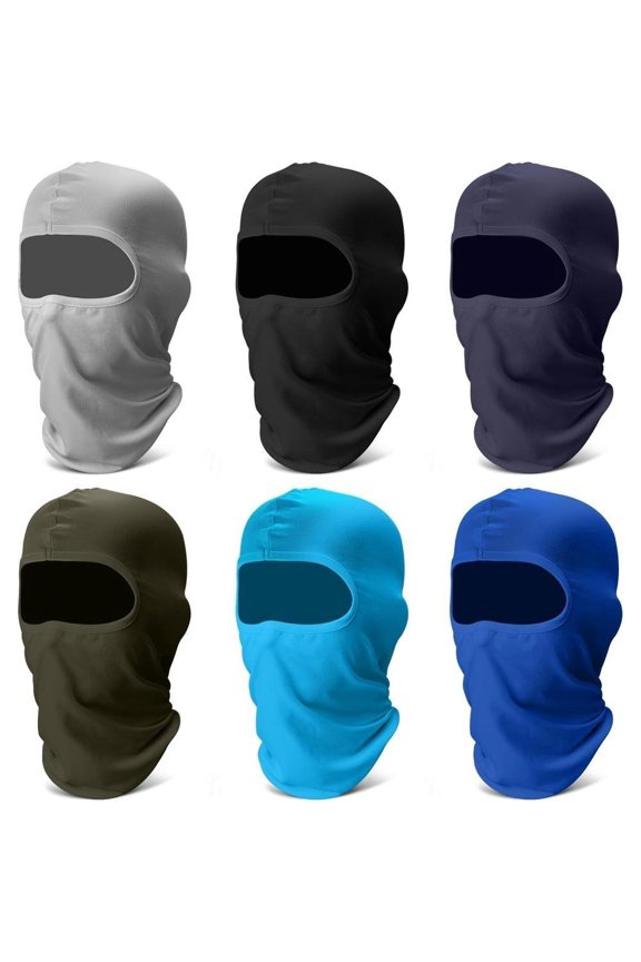 6 Pack Ski Mask Balaclava Face Mask, Windproof Cycle Cap, Sun Cold Protect Head Sheild Ice Silk Scarf, Motorcycle Neck Gaiter Outdoor Gear