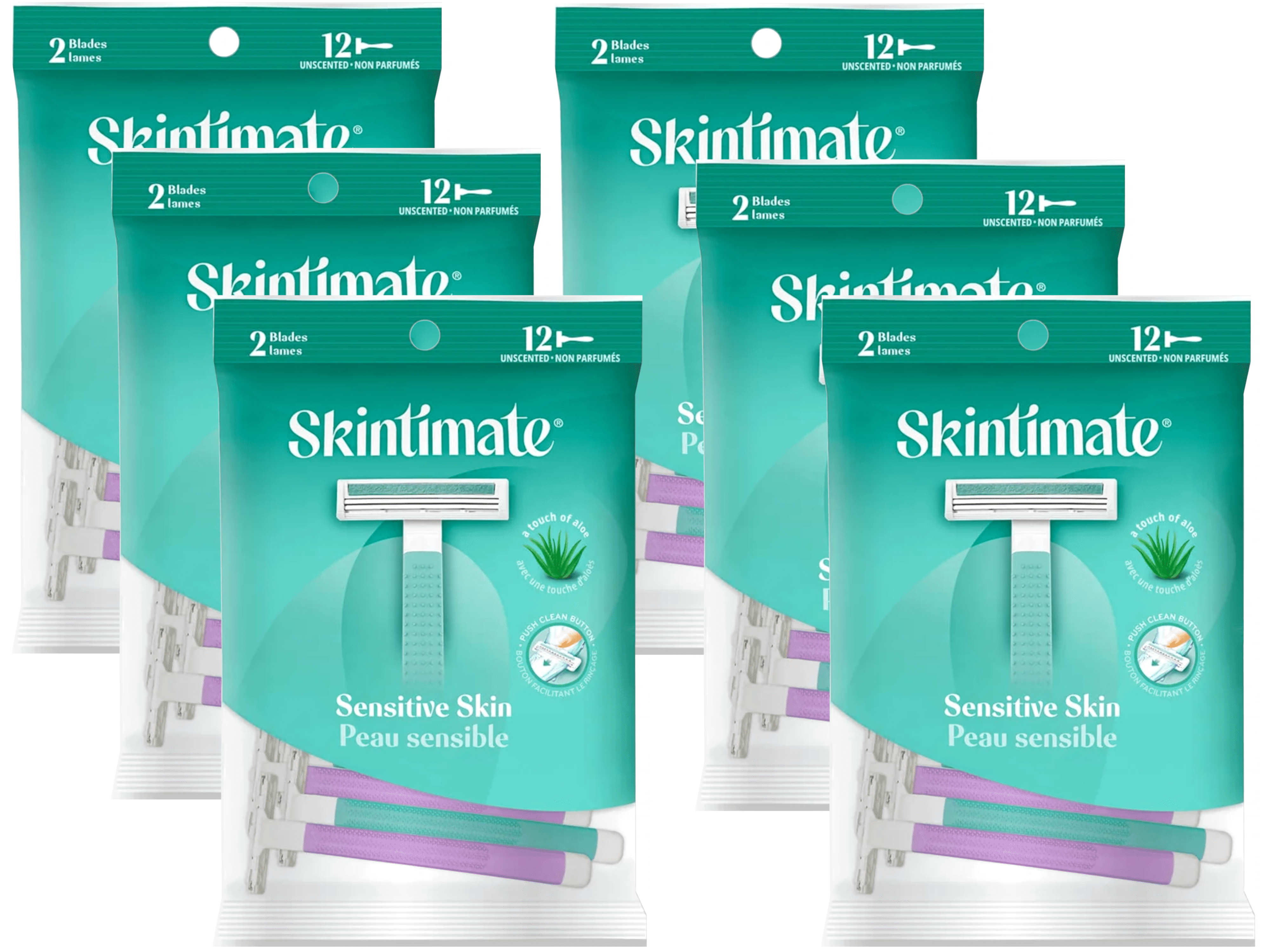 6 Pack - Skintimate Twin Blade Women's Disposable Razors, 12 Ct