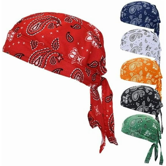 6 Pack Skull Caps for Men Sweat Wicking Doo Rags Cooling Helmet Liner Cycling Motorcycle Bandana