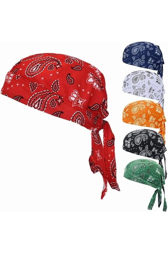 6 Pack Skull Caps for Men Sweat Wicking Doo Rags Cooling Helmet Liner Cycling Motorcycle Bandana