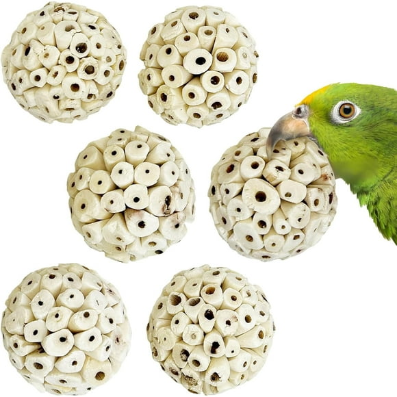 6 Pack Small Balls Bird Toys Soft & Chewable Bird Chew Ball Natural Sola Plant Lightweight Shred Toy for Parakeet Cockatiel Lovebird Budgie and Similar Sizes Pets