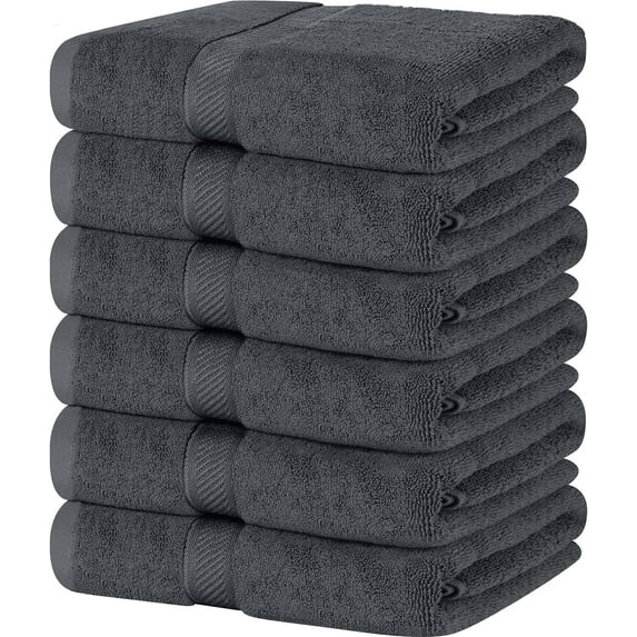 6 Pack Small Bath Towel Set, 100% Ring Spun Cotton (22 x 44 Inches) Lightweight and Highly Absorbent Quick Drying Towels, Premium Towels for Hotel, Spa and Bathroom (Grey)