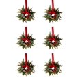 thumbnail image 1 of 6 Pack Small Christmas Hanging Wreaths,10.6 Inch Artificial Pine Mini Wreath with Red Velvet Bow Gold Bells Eucalyptus Leaves,Xmas Decorative Wreath for Cabinet Window Door Mantel Displays, 1 of 6