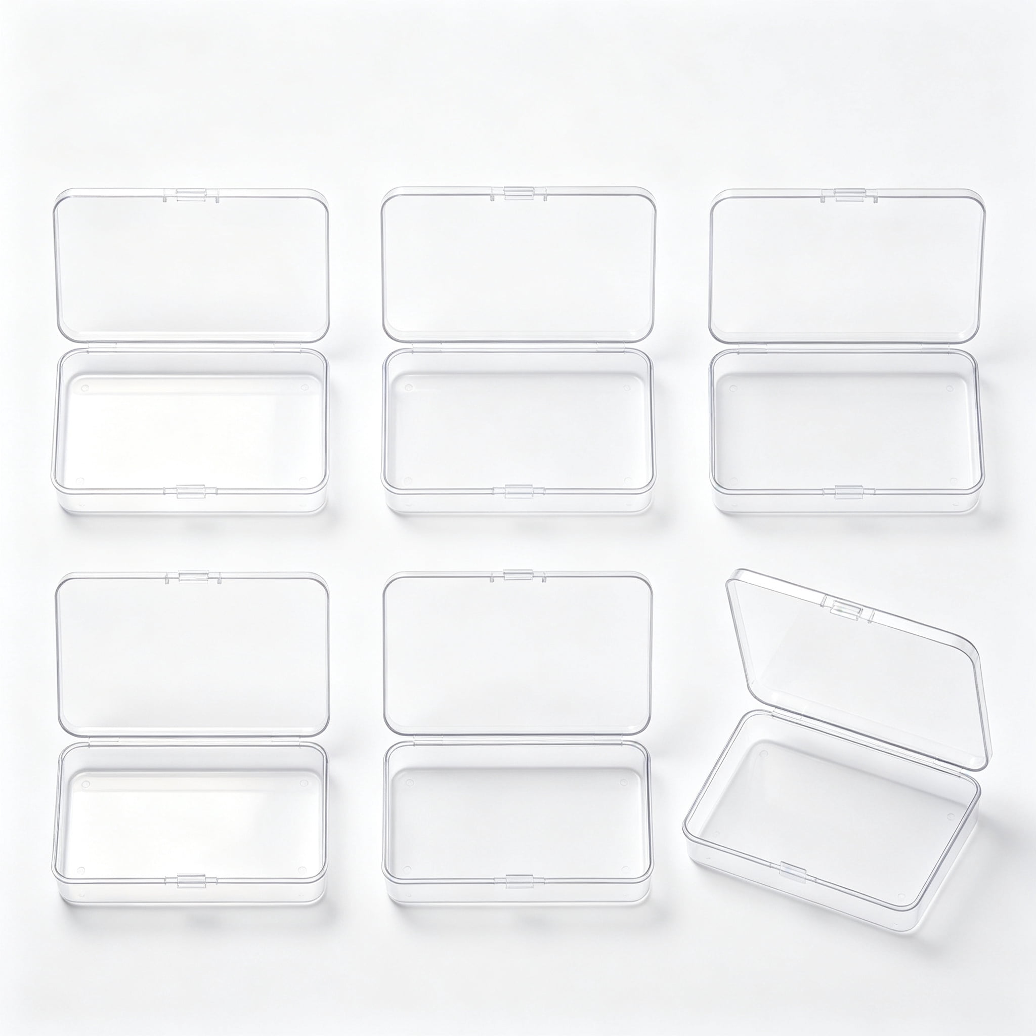 6 Pack Small Clear Plastic Storage Boxes with Hinged Lids, Rectangular ...