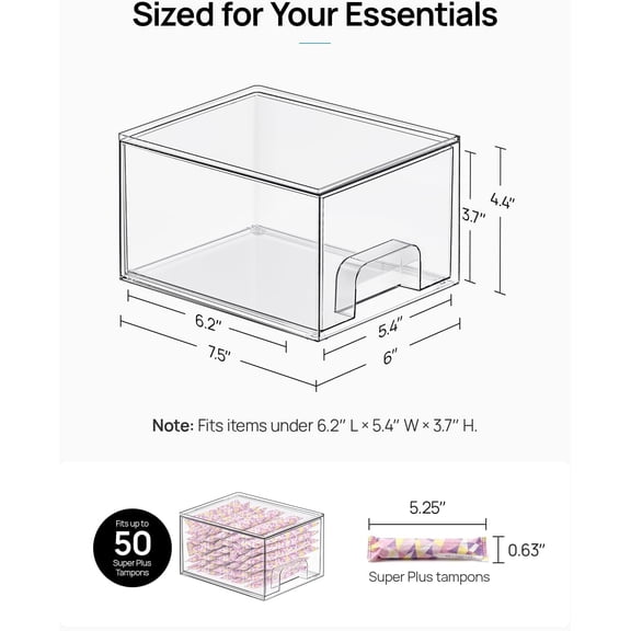 6 Pack Small Clear Stackable Storage Drawers, Acrylic Bathroom Makeup Organizer