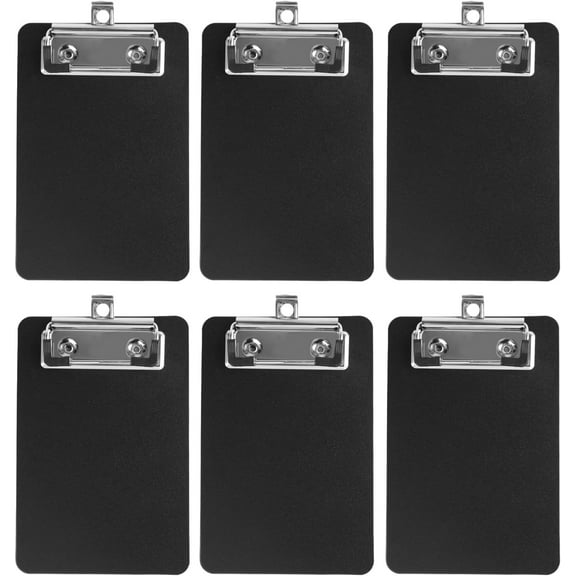 6 Pack Small Clipboards, Plastic A6 Letter Size Black Clipboard, Mini Clipboards 4x6, Mini Clipboard with Retaining Clips, Memo Size Notepads Pocket Size for Classroom Restaurants Office