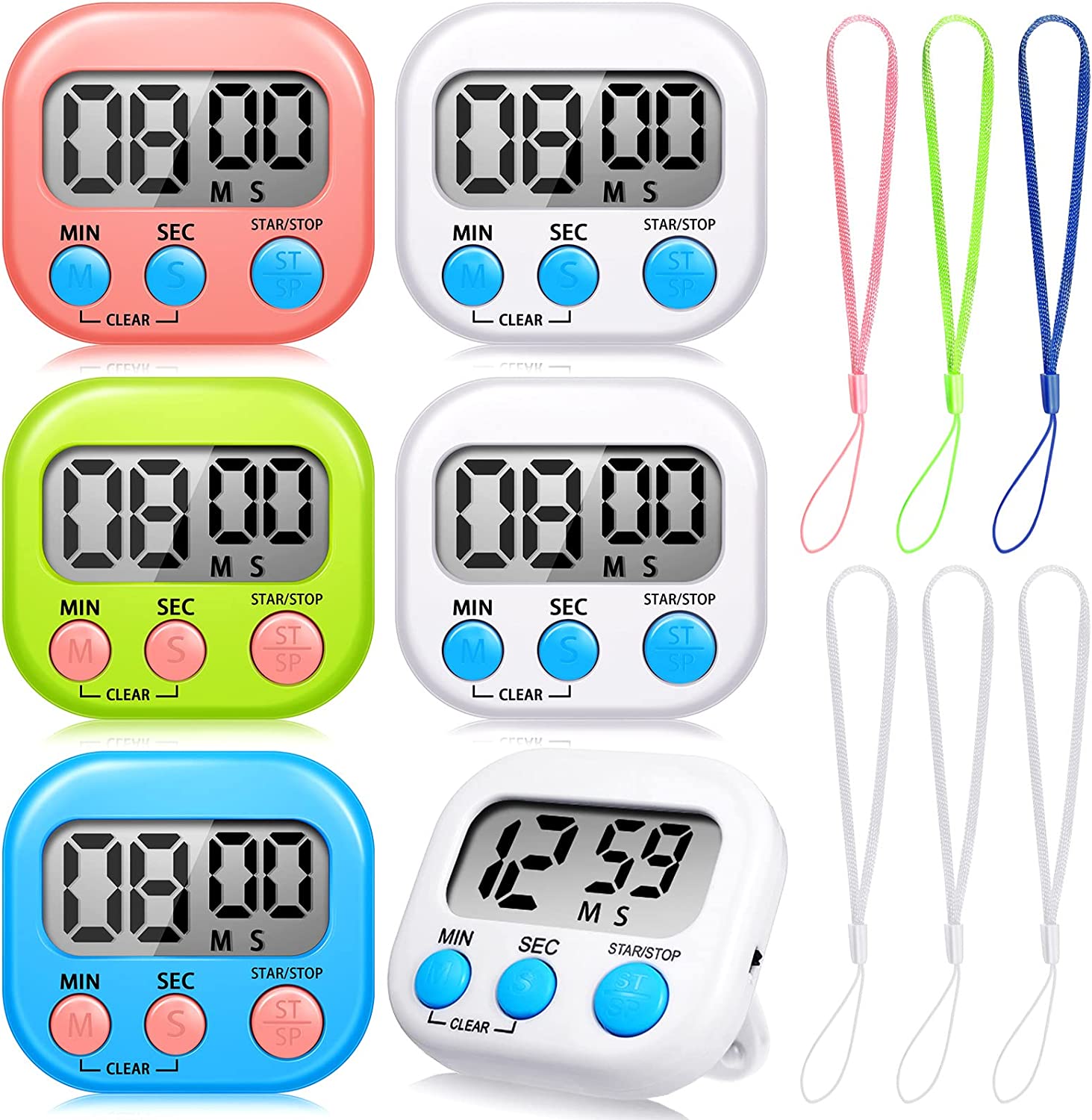 6 Pack Small Digital Kitchen Timer Classroom Timers for Kids, Kitchen