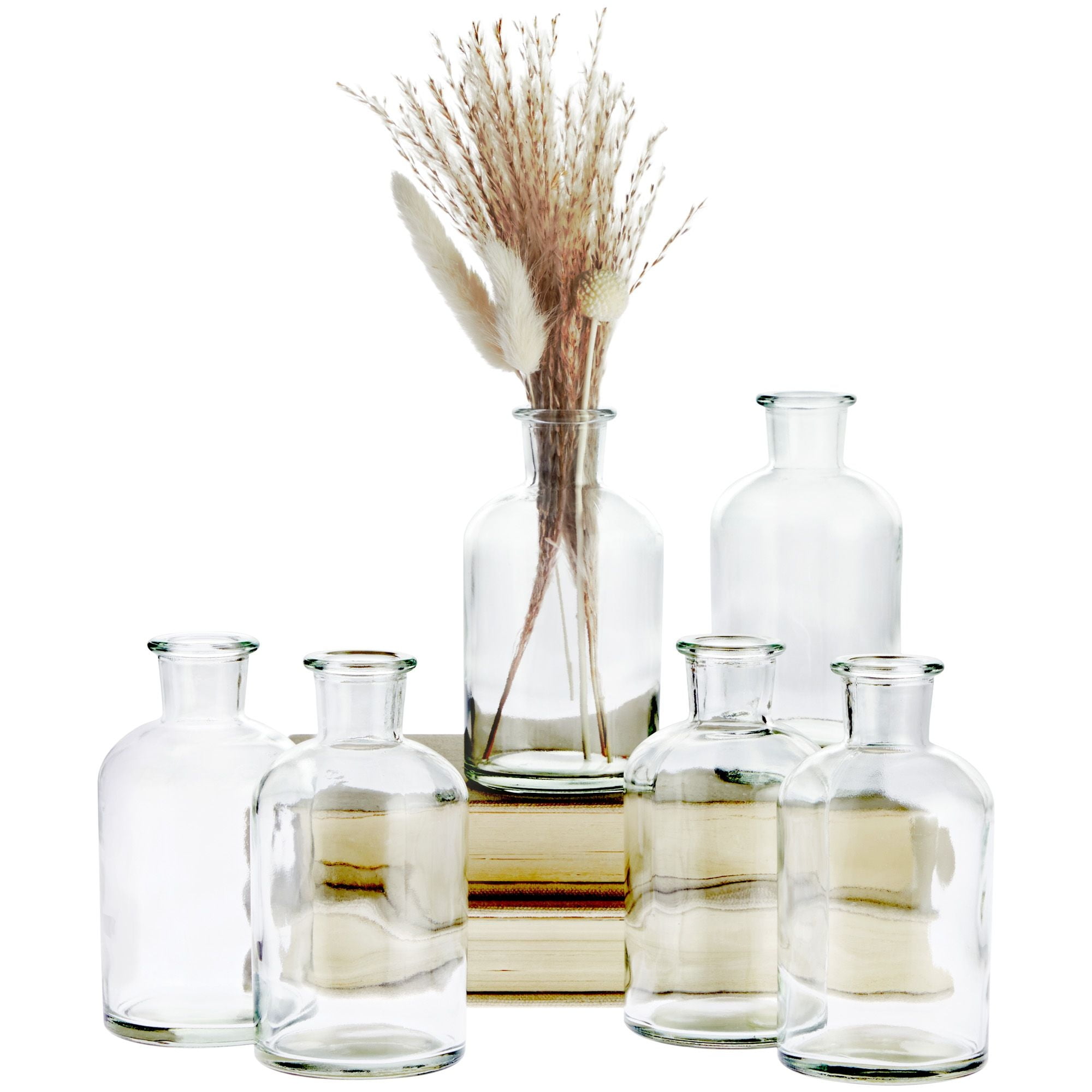 6 Pack Small Glass Vases for Centerpieces, Clear 7.5 oz Propagation