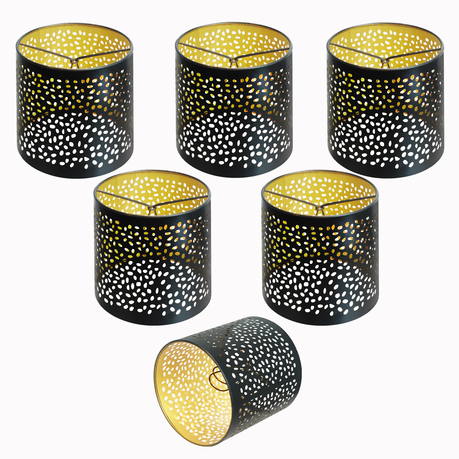 6 Pack Small Lamp Shades Clip on Bulb, SWAIFDEE Metal Chandelier Shades Replacement, Mini Cylinder Hanging Lamp Shade Pendant Light 5.1x5.1in