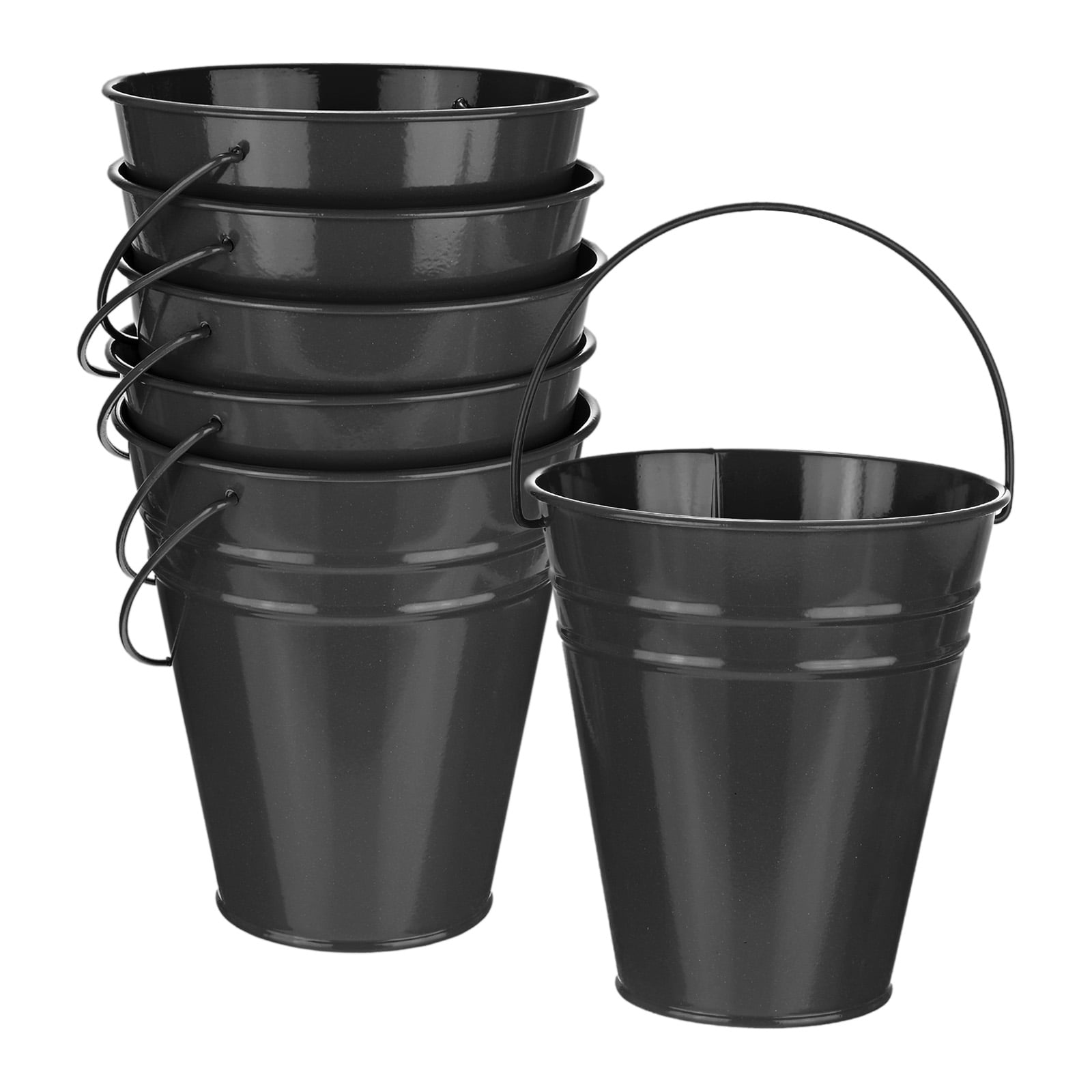 6-Pack Small Metal Bucket with Handle, 12x13cm Galvanized Buckets Small ...