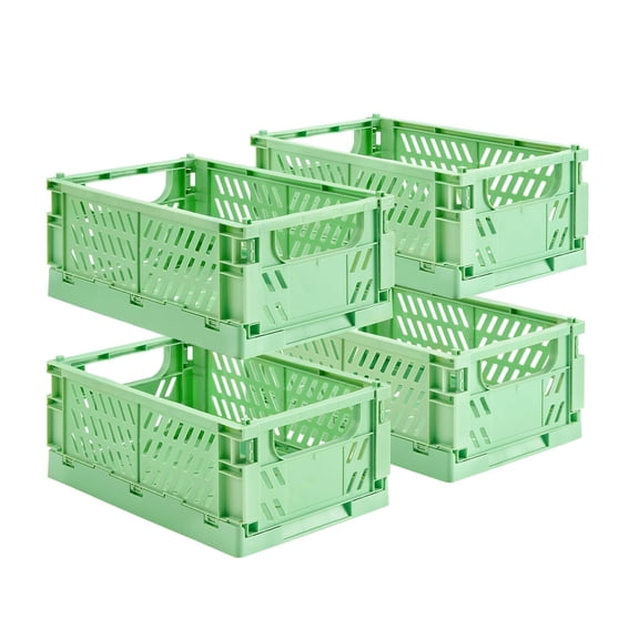 6-Pack Small Pastel Plastic Storage Baskets, Collapsible Crates for Organizing, Space-Saving Mini Bins for Classroom, Kitchen, Office, Bedroom (5.9" x 3.8" x 2.2")