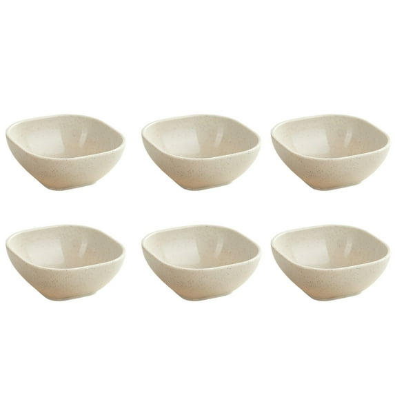 6 Pack Small Plastic Bowls - Unbreakable Wheat Straw Dipping & Prep Bowls, 4 inches Square Seasoning Plates, Perfect for Side Dishes, Dessert, Snack Cups(White)
