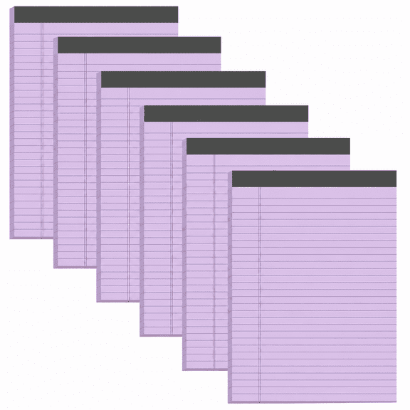 6 Pack Purple Legal Pads, 5" x 8" Junior Size Narrow Ruled Notepads, 80gsm Smooth Paper, Micro-Perforated Pages, Thick Cardboard Backing, 30 Sheets Per Pad for Notes, Planning & Study