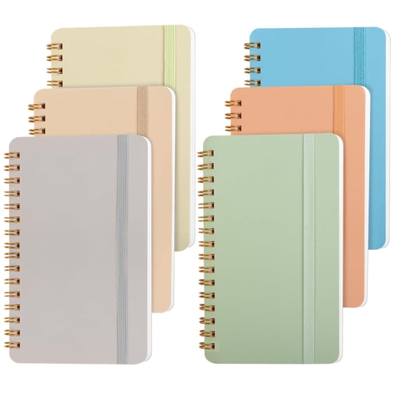 6 Pack Small Spiral Notebooks 4x6, Colorful Aesthetic Journals for Women, Work Notebook with Strap, 50 Sheets Each, Perfect for Note Taking, Office, , Multicolor