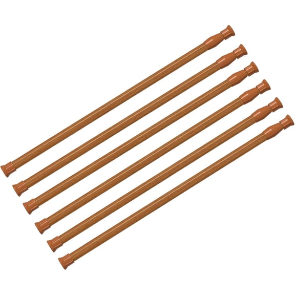 6 Pack Small Spring Tension Curtain Rod 12 to 20 Inch, Thin Tension Rod No Drill for Window Cupboard Closet, Oak