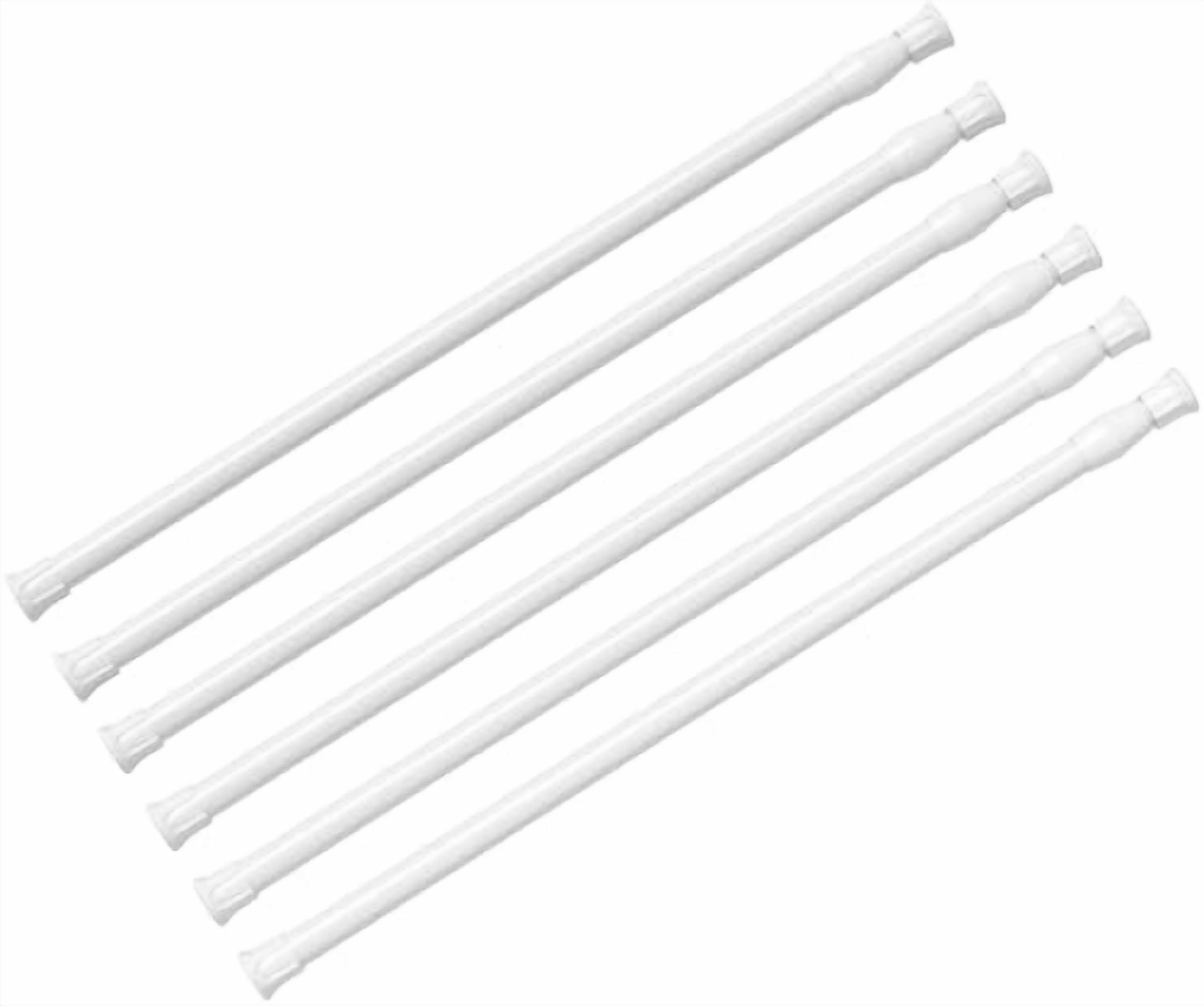 6 Pack Small Spring Tension Curtain Rod 12 to 20 Inch, Thin Tension Rod No Drill for Window Cupboard Closet, White