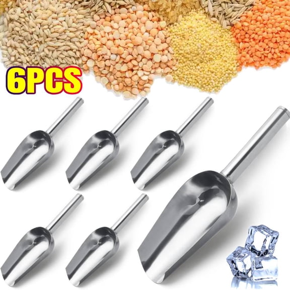 6 Pack Small Stainless Steel Ice Scoop, Metal Candy Little Sugar Cream Scoop For Home Kitchen Food Jars Coffee Beans Bar Buffet