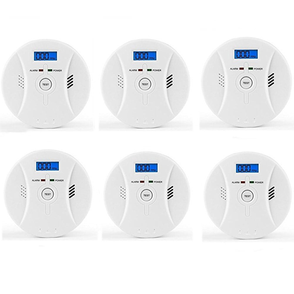 6 Pack Smoke and Carbon Monoxide Battery Powered with Test/Reset Button