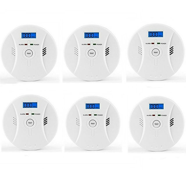 6 Pack Smoke and Carbon Monoxide Battery Powered with Test/Reset Button