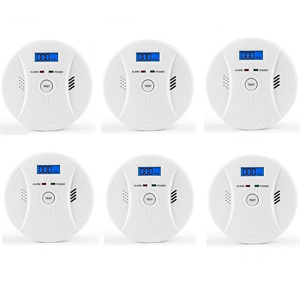 6 Pack Smoke Detector and Carbon Monoxide Detector Battery Powered with Test/Reset Button, 2 in