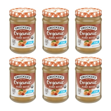 (6 Pack) Smucker's Organic Natural Creamy Peanut Butter, 16 oz Jars