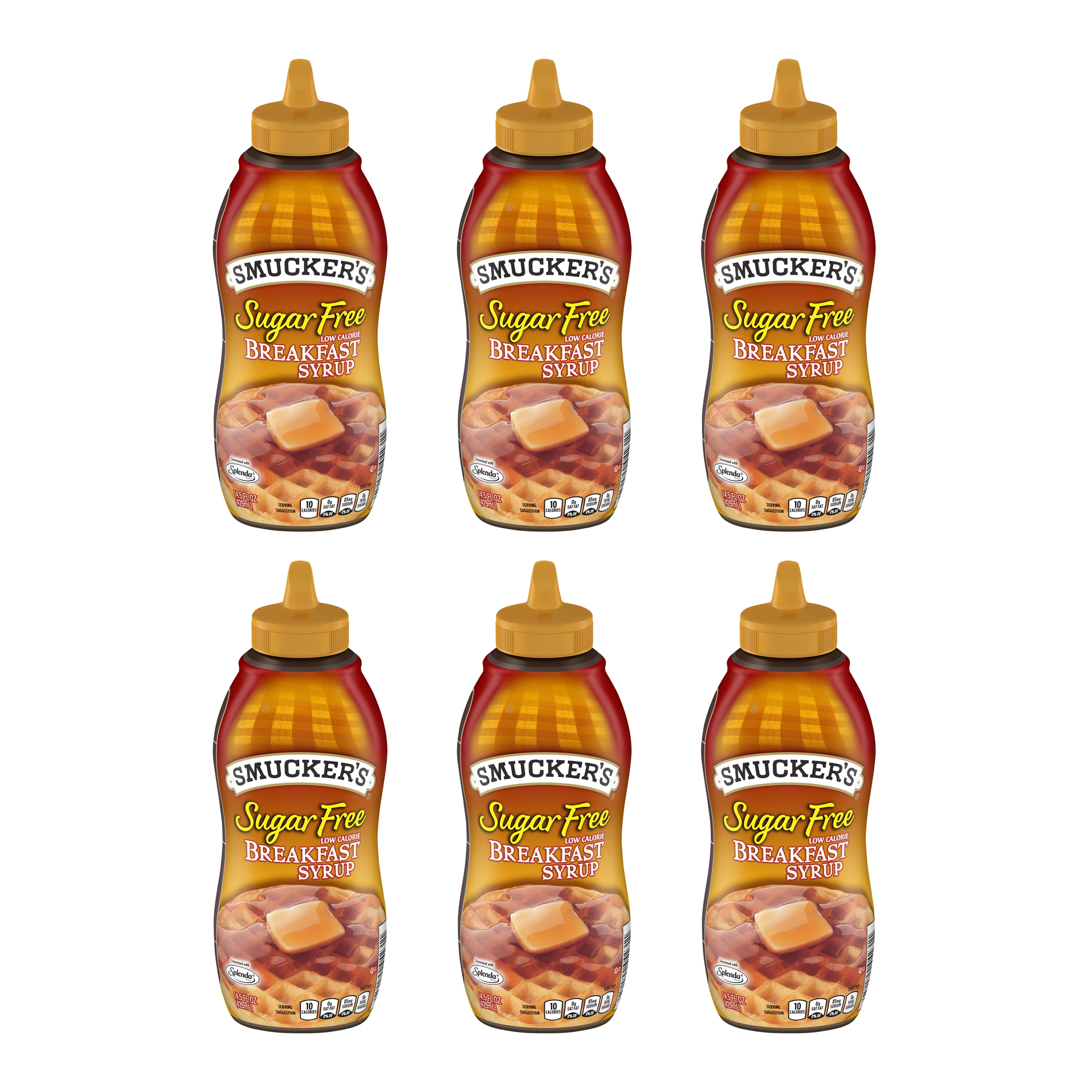 (6 Pack) Smucker's Sugar Free Breakfast Syrup, 14.5 oz Bottle