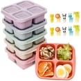 thumbnail image 1 of 6 Pack Snack Containers, 4 Compartment Bento Snack Box Container with 10 Food Picks, Reusable Meal Prep Lunch Containers for Kids Toddler Adults, Divided Food Containers for Travel Work School, 1 of 7