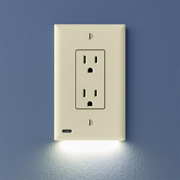 6 Pack - SnapPower GuideLight 2 [for Décor Outlets, Not GFCI outlets] - Night Light - Electrical Receptacle Wall Plate with LED Night Lights - Auto On/Off Sensor - (Décor, Light Almond)