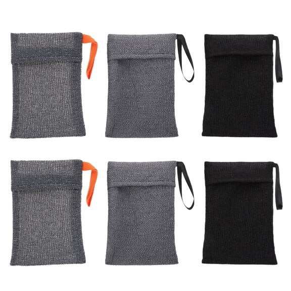 6-Pack Soap Pocket Exfoliating Soap Saver Pouch, Body Scrubber Rough Sponge Exfoliator for Bath or Shower, Gray Mesh Bar Soap Foam Lather Pouch