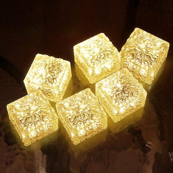 6 Pack Solar Brick Lights Landscape Path Light Garden Decoration Yard Paver Road Lighting Recessed Paver for Garden, Pathway, Patio, Walkway Decor