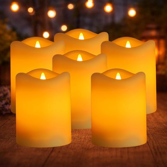 6 Pack Solar Candle Lights for Outdoor Lanterns, Waterproof Flickering LED Rechargeable Candles with Dusk to Dawn Sensor, Replaceable Battery for Wedding, Memorial, Patio, Garden Decor