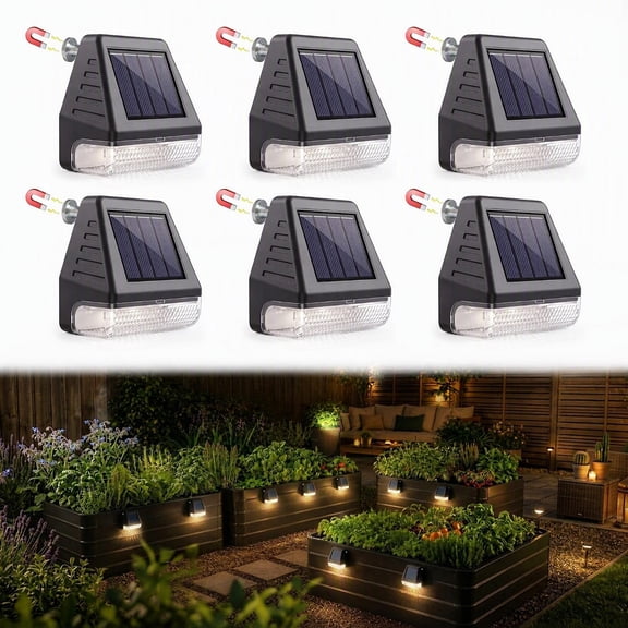6 Pack Solar Deck Step Lights, Warm White Outdoor Solar Wall Lights for Stairs Fence Patio Yard Walkway