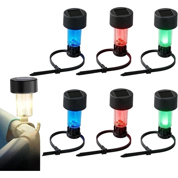 6 Pack Solar Fence Lights, Color Changing LED Chain Link Lamp, Weatherproof Outdoor Post & Pathway Lighting for Garden, Above Ground Pool, Black
