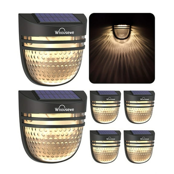 6 Pack Solar Fence Lights, LED Solar Deck Lights Breathing/Constant Mode, Outdoor Solar Light for Fence, Yard, Garden, Garage, Stairway, Gate, Warm Light