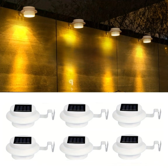 6-Pack Solar Fence Lights, Outdoor IP65 Waterproof Solar Wall Lights for Deck, Fence, Gutter, Porch & Wall, No Drilling Clip-On Mount, Auto On/Off Solar Step Lights