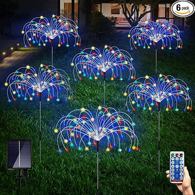 UCACA 6 Pack Solar Garden Lights, 120 LED, 8 Modes, Waterproof, Outdoor
