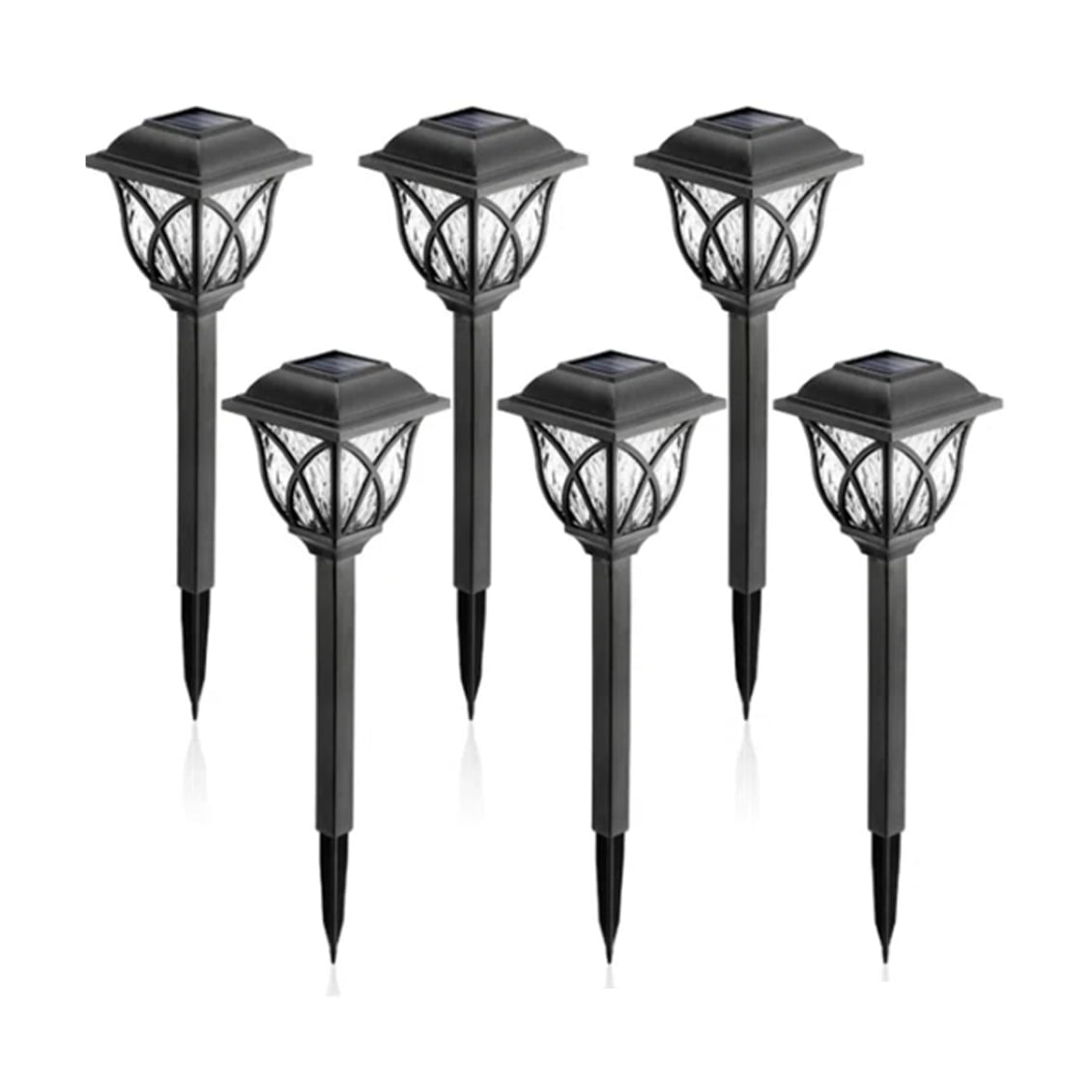 6-Pack Solar Garden Lights Outdoor - Decorative Floral Stake Lights, White LED Path Lights for Yard, Lawn, Walkway