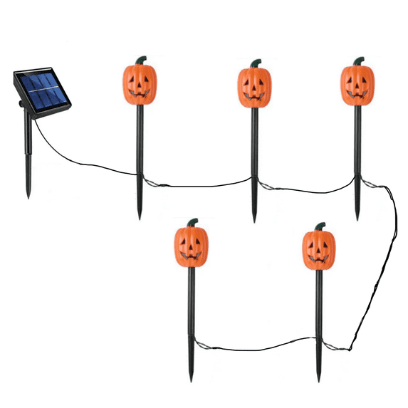 6-Pack Solar Halloween Garden Lights with Waterproof LED Stakes, Auto On/Off Timer, 8-Hour Glow for Spooky Yard Decor, Energy-Efficient Outdoor Halloween Lighting
