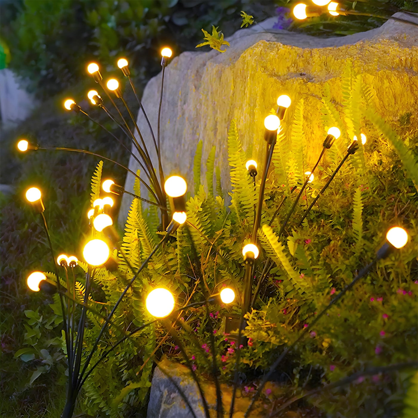 6 Pack Solar Lights Outdoor, Firefly Swaying Lighting for Yard Patio Pathway Decoration, Landscape Decoration Lighting for Garden, Lawn, Yard, Outdoor Decoration, Warm White