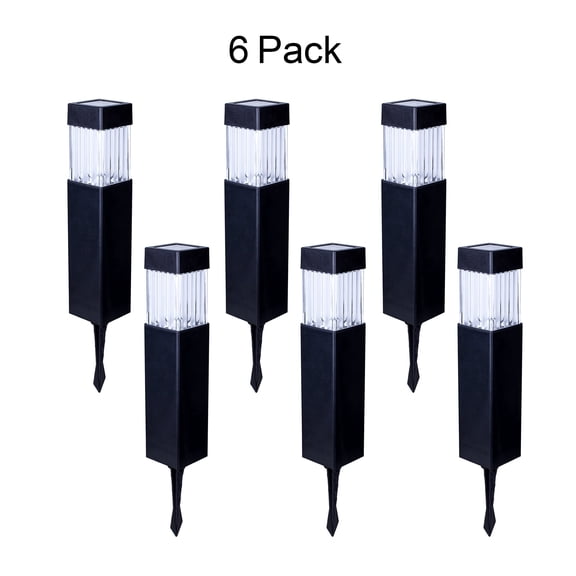 6 Pack Solar Lights Outdoor Waterproof Bollard for Landscape Garden Pathway Walkway Yard Lawn Decorative Landscape Lighting (Warm White, square)