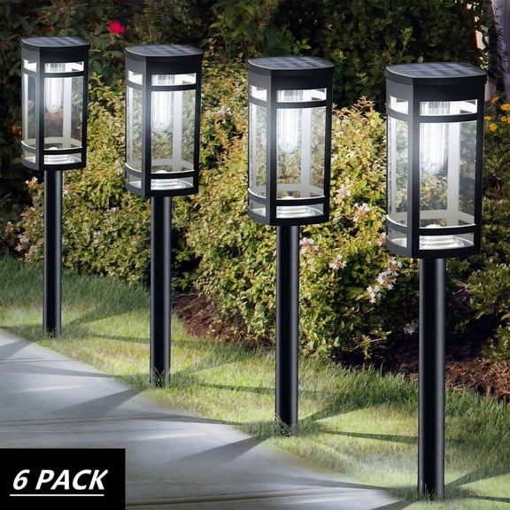 6 Pack Solar Lights Outdoor Waterproof for Garden Pathway Walkway Yard Lawn Decorative Landscape Lighting.(Cool White)