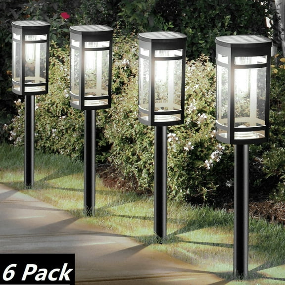6 Pack Solar Lights Outdoor Waterproof for Garden Pathway Walkway Yard Lawn Decorative Landscape Lighting.(Cool White)