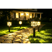 Yards & Beyond Solar Pathway Lights Square Outdoor Warm White LED 6-Pack