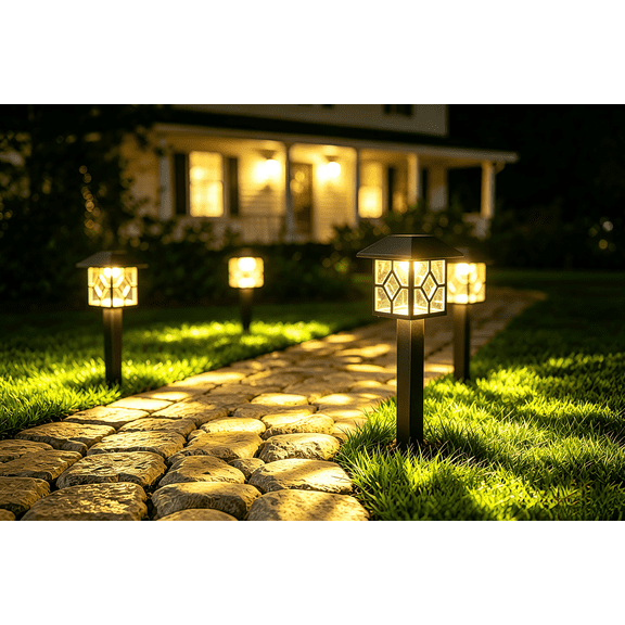 Yards & Beyond Solar Pathway Lights Square Outdoor Warm White LED 6-Pack