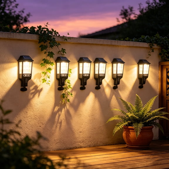 6-Pack Solar Outdoor Lights, IP65 Waterproof Wall Lamp with Motion Sensor & Remote Control, 3 Modes Super Bright LED Garden Lights for Yard Patio Pathway Step