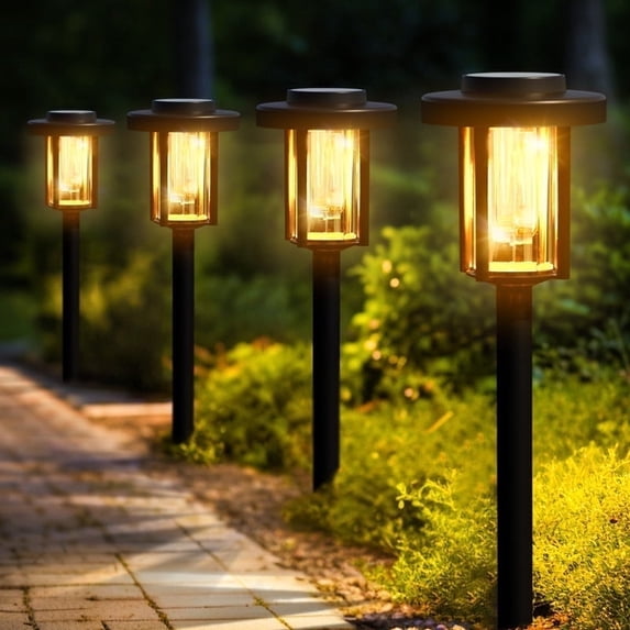6 Pack Solar Powered Garden Lights, Waterproof IP65 Outdoor Pathway Lighting for Yard and Walkway, Warm White Solar Lights for Patio and Landscape