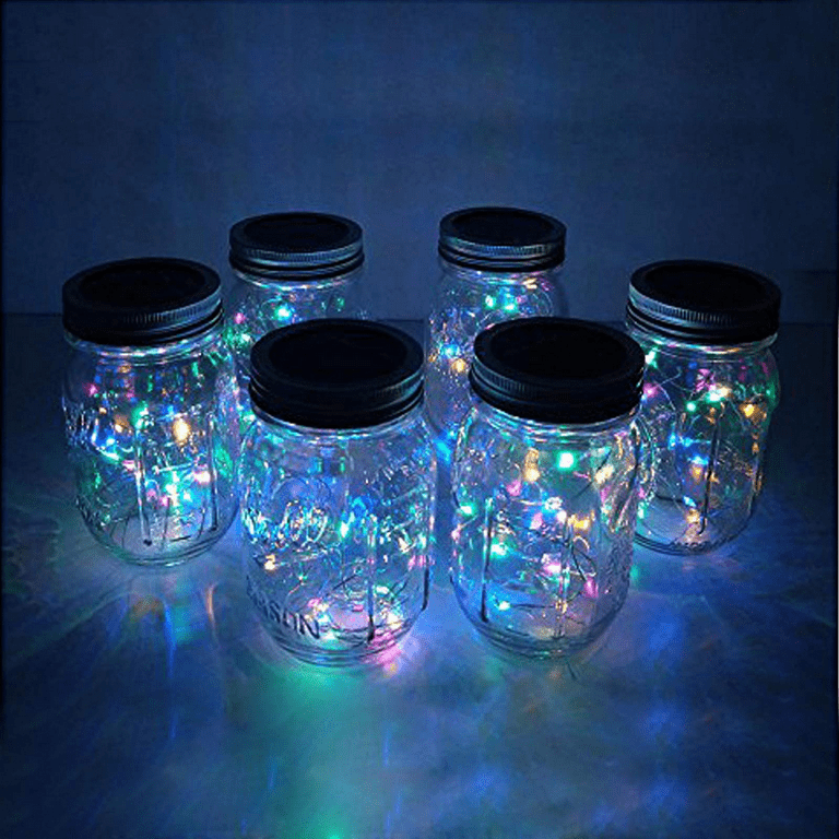 6 Pack Solar String Fairy Lights Hanging Mason Jar Lights Outdoor