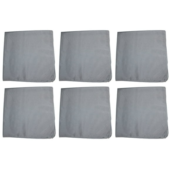 6 Pack Solid Color Cotton Bandanas Soft, Durable, and Reusable (Grey)