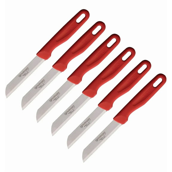 6 Pack Solingen Kitchen Fruit Knife 3.25 Solingen Steel Blade Plastic Handle