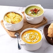 6 Pack Soup Bowls with Handles, 24 Oz Large Serving Soup Bowl Set, Ceramic Soup Crocks for French Onion Soup